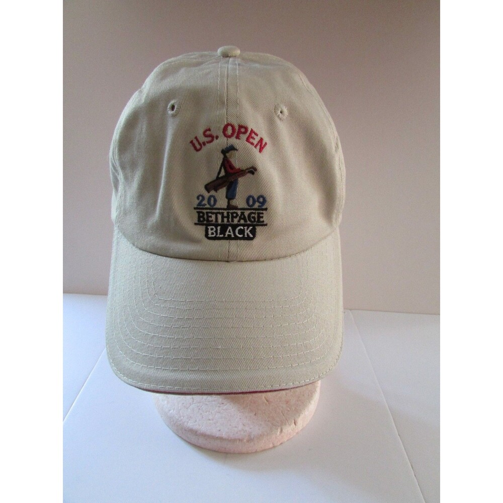 US Open 2009 BethPage Black Beige Red Rim Golf Hat Cap Strapback USGA Member